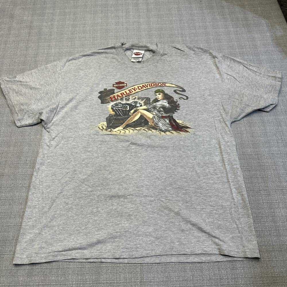 Harley Davidson Shirt Mens XL Pirate Girl Treasure Chest made in USA